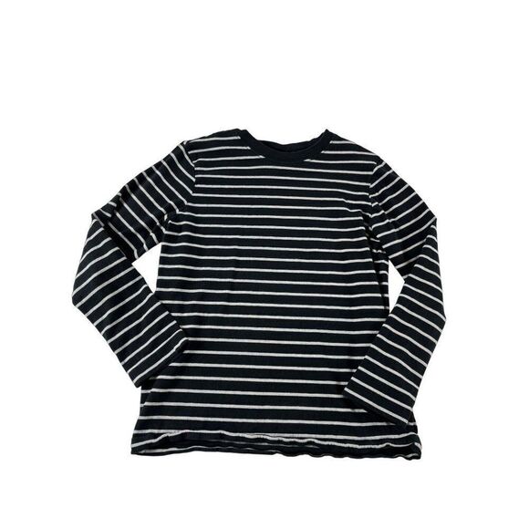 Hanna Andersson Striped Crew Neck Long Sleeve Ringer Tee Shirt US 8 130CM Black - Picture 1 of 8